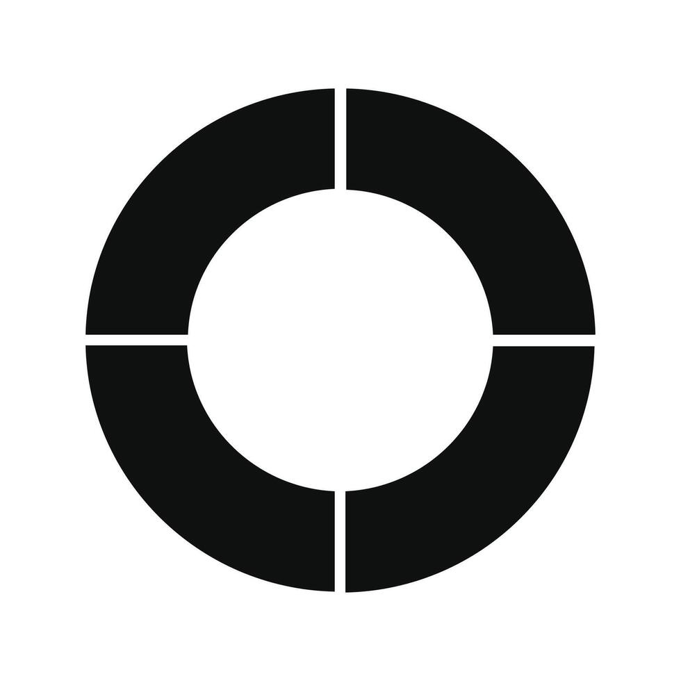 Pie chart diagram Black filled circle no stroke, vector