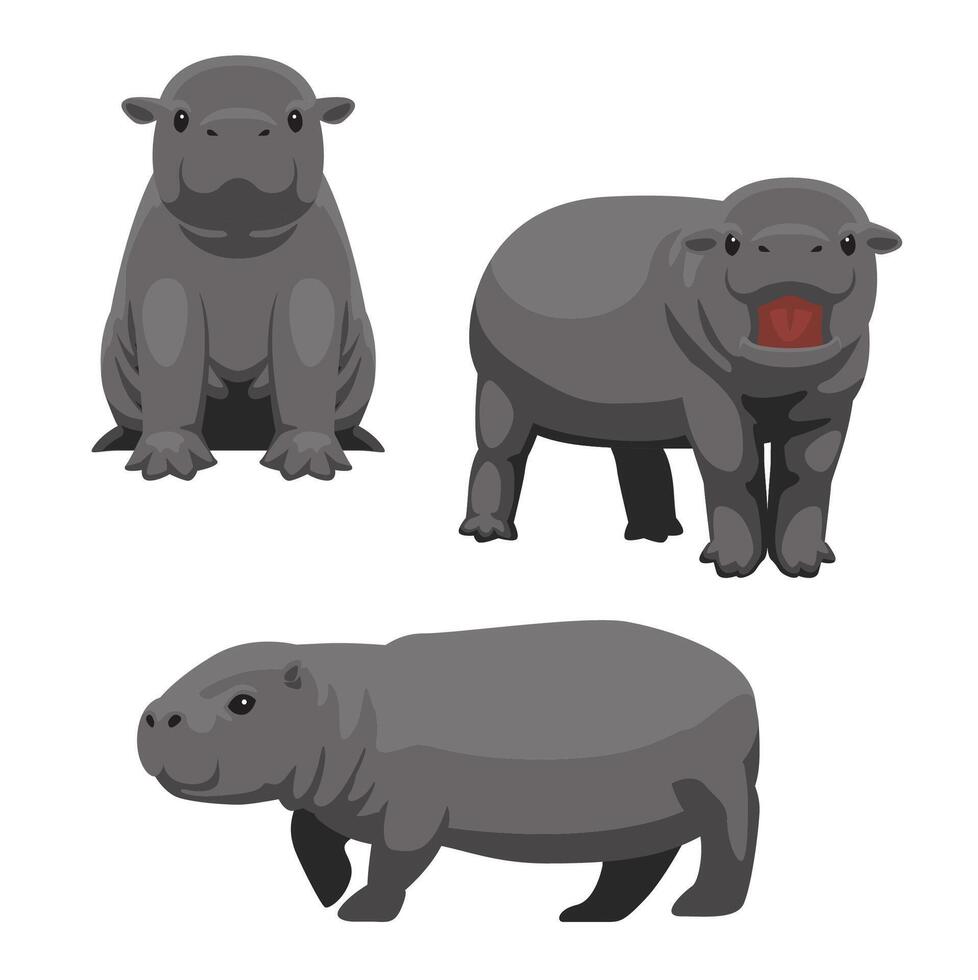 Pygmy Hippo Cute Cartoon Character vector