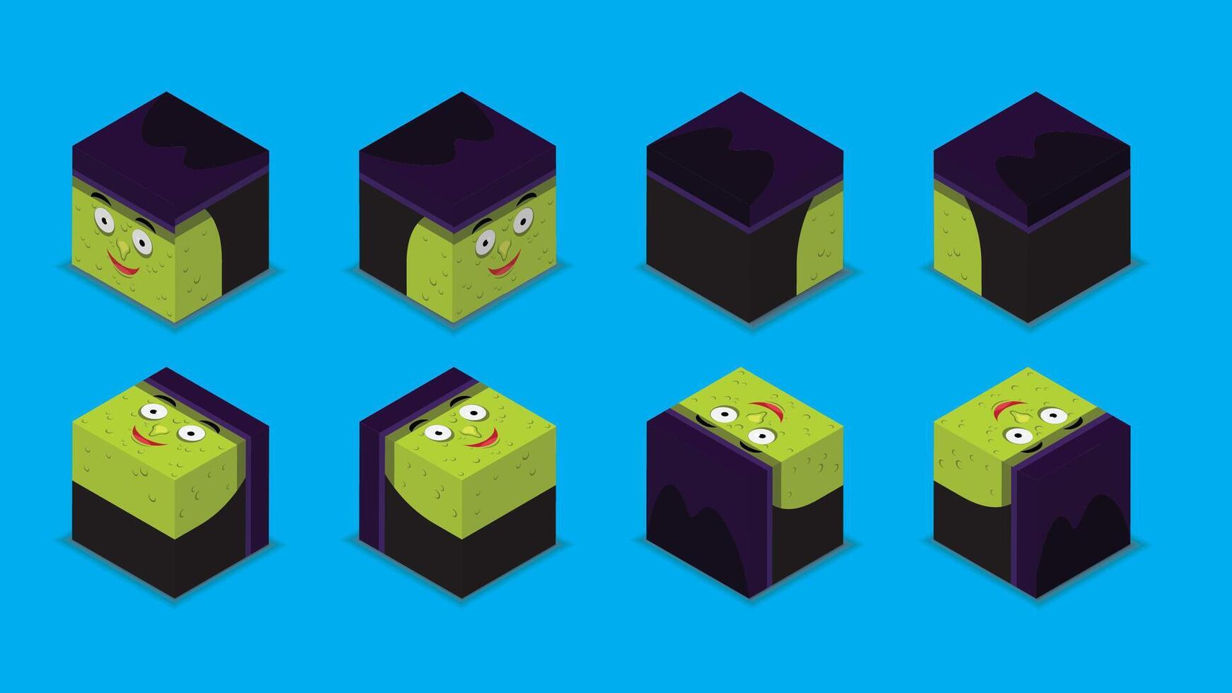 Halloween Character Dice 3D Witch Cartoon vector