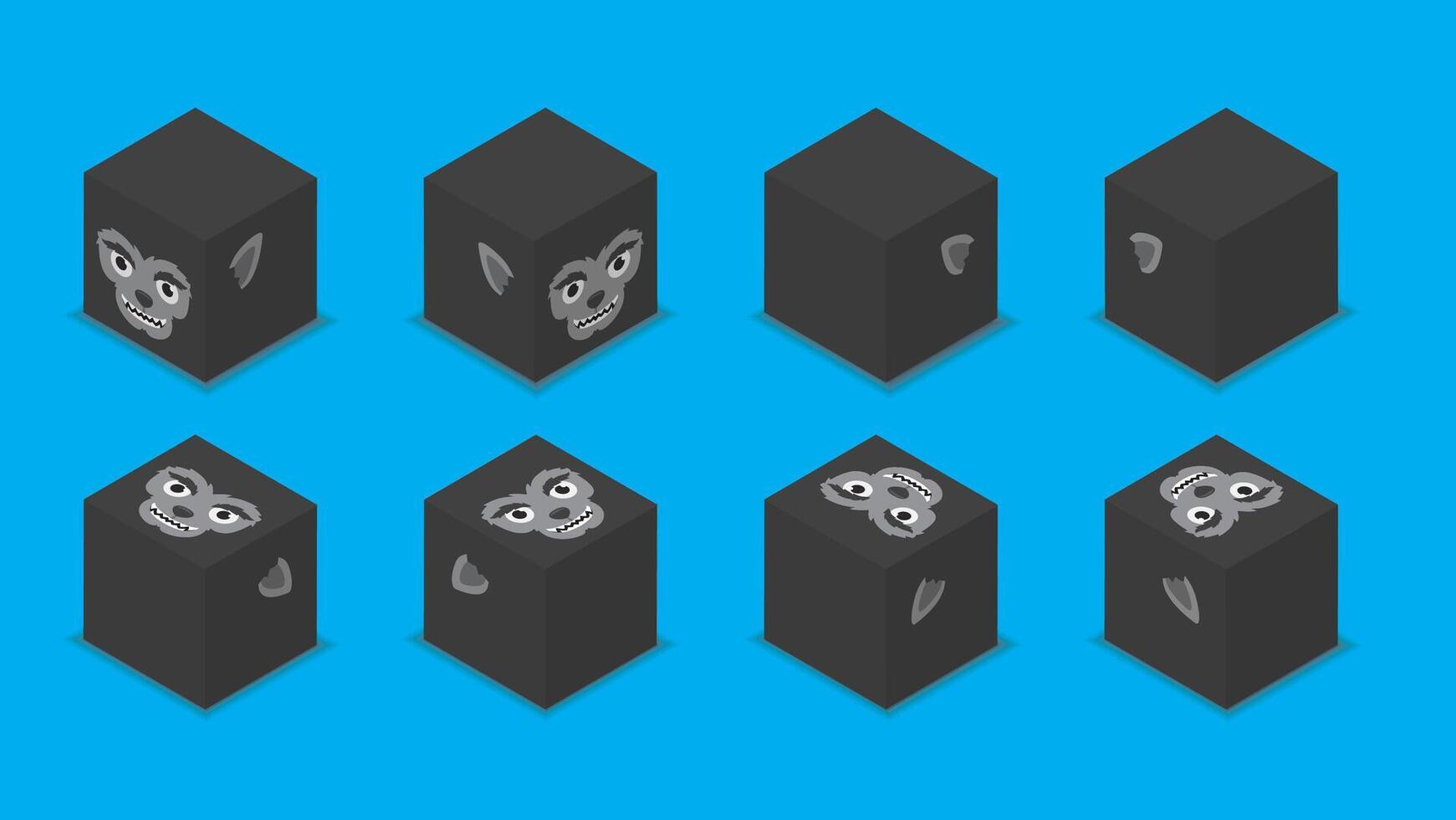 Halloween Character Dice 3D Werewolf Cartoon vector