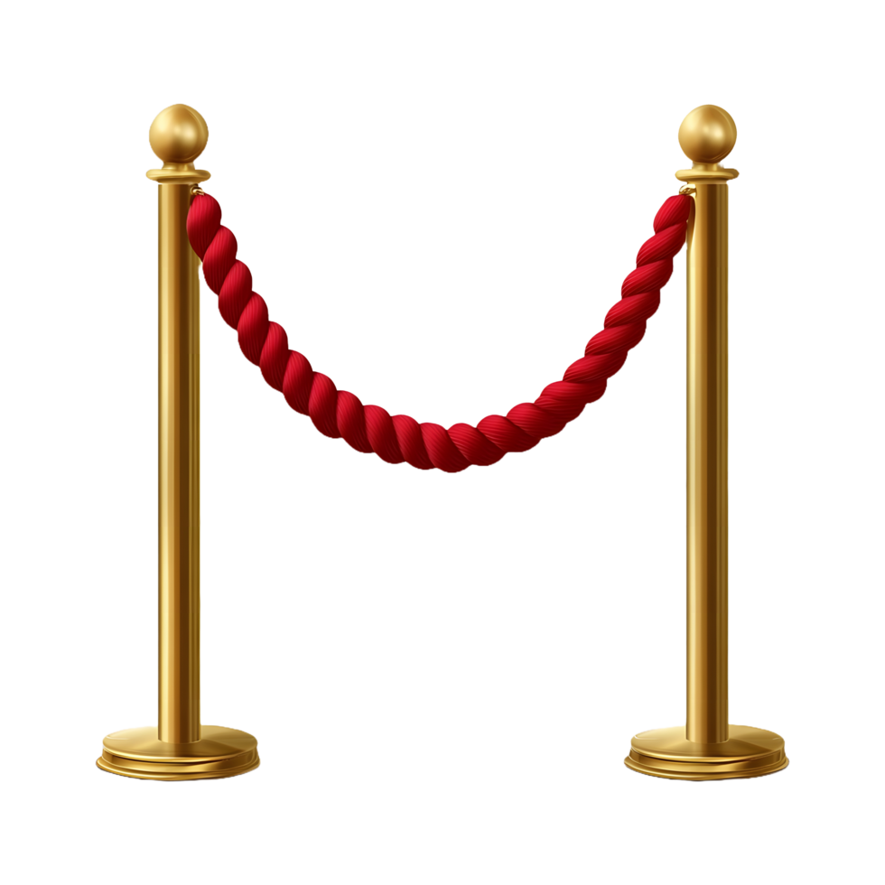 A red rope and gold poles with a red rope png
