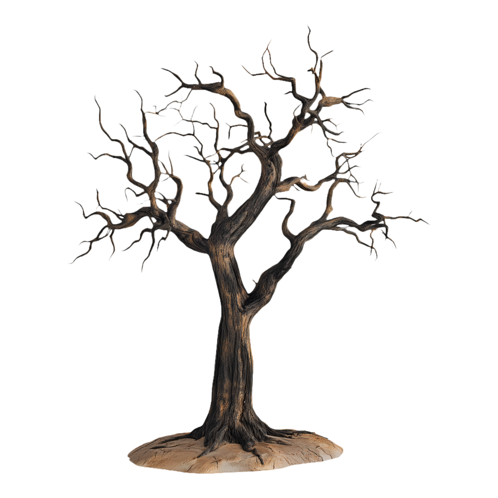 Burnt Tree Isolated on Transparent Background Ideal for Seasonal Banners, Winter Posts, and Natural Element Drawings png