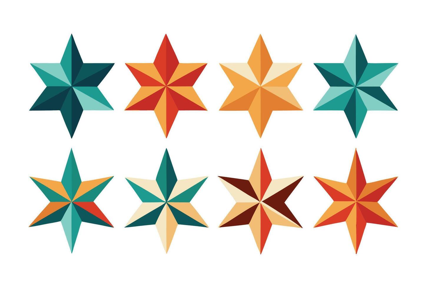 A set of colorful star shapes on a white background vector