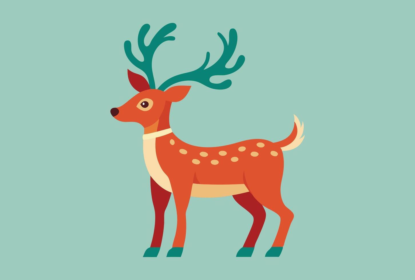 A cartoon deer with antlers on a blue background vector