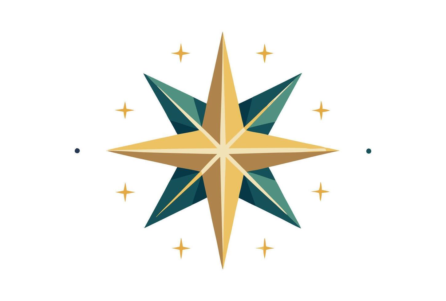 A gold and green star with a star in the middle vector