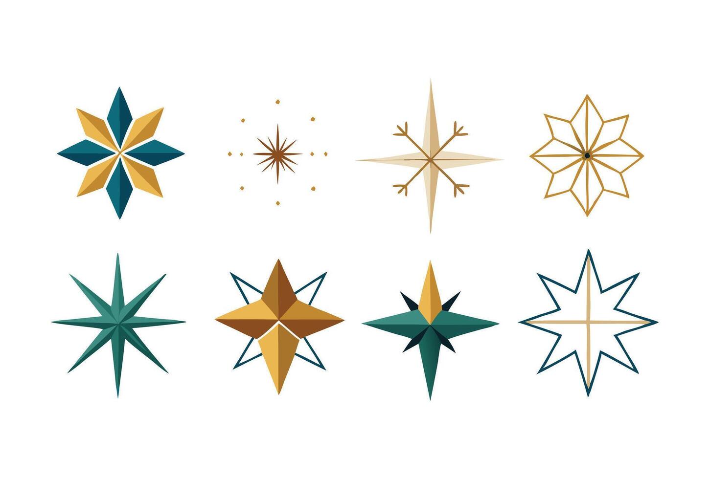A set of star shapes in different colors vector