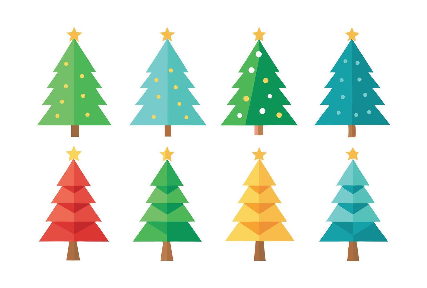 Christmas trees in different colors on a white background vector