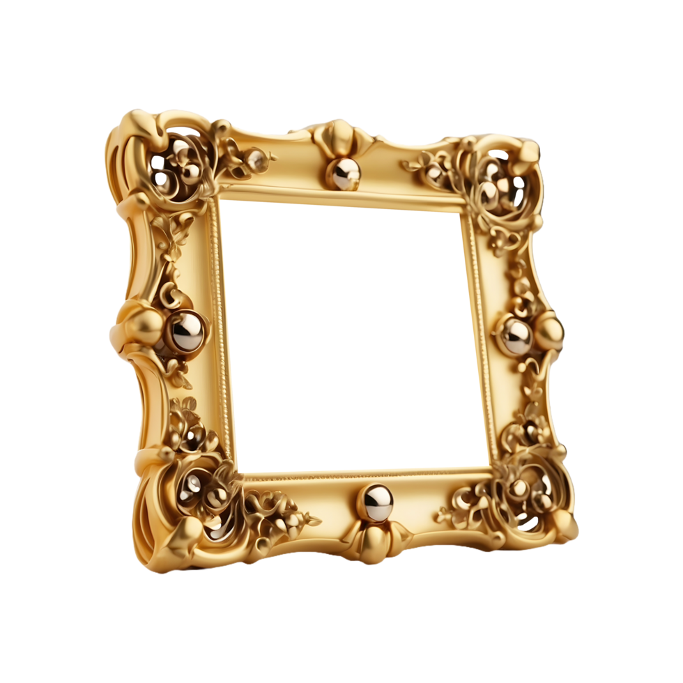 Premium Gold Luxury Photo Frame Isolated on a Transparent Background. Ready for Use in Marketing and Design png