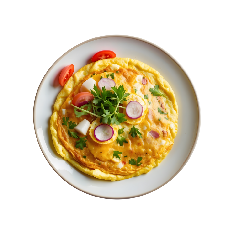Simple Egg Omelet With Tomatoes - Isolated on Transparent Background for Product Covers png