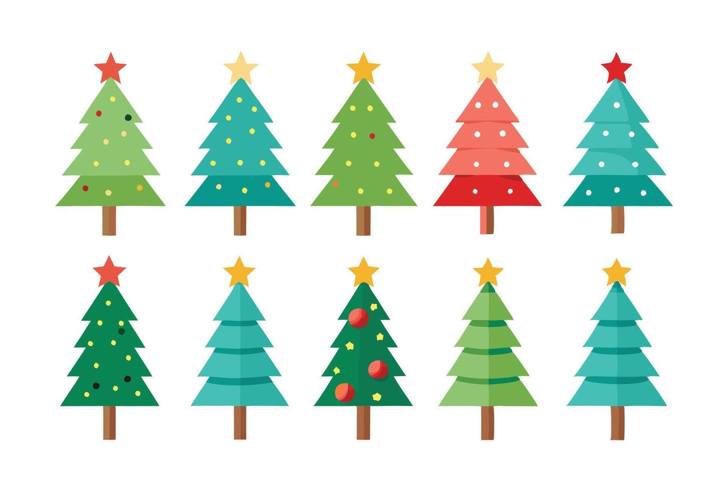 Christmas trees with stars and stars illustration vector