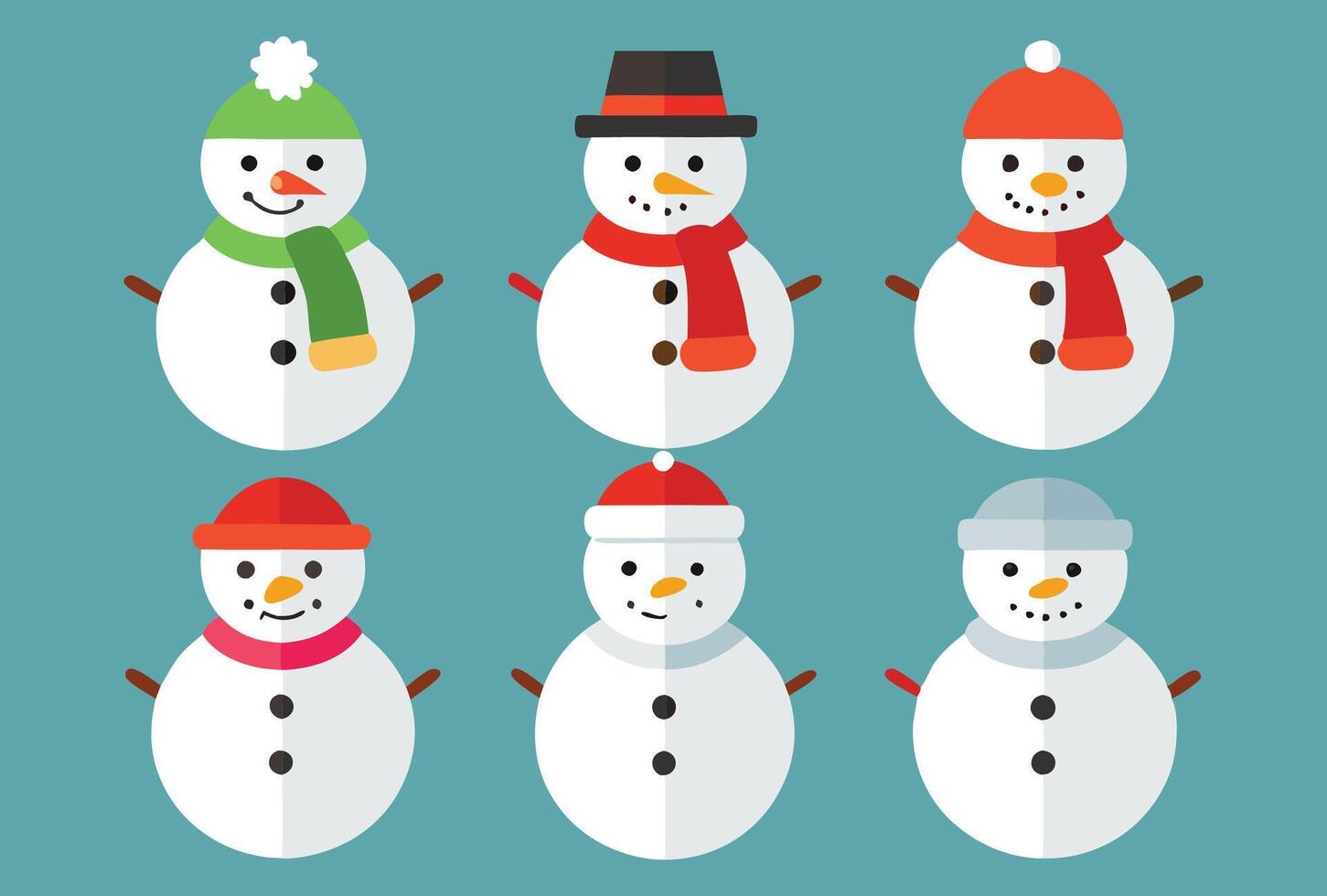 set of cute Snowmen vector