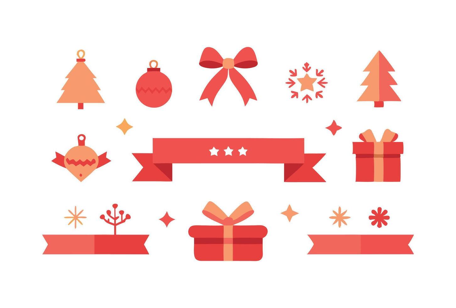 Christmas themed ribbon banners Design Collection vector