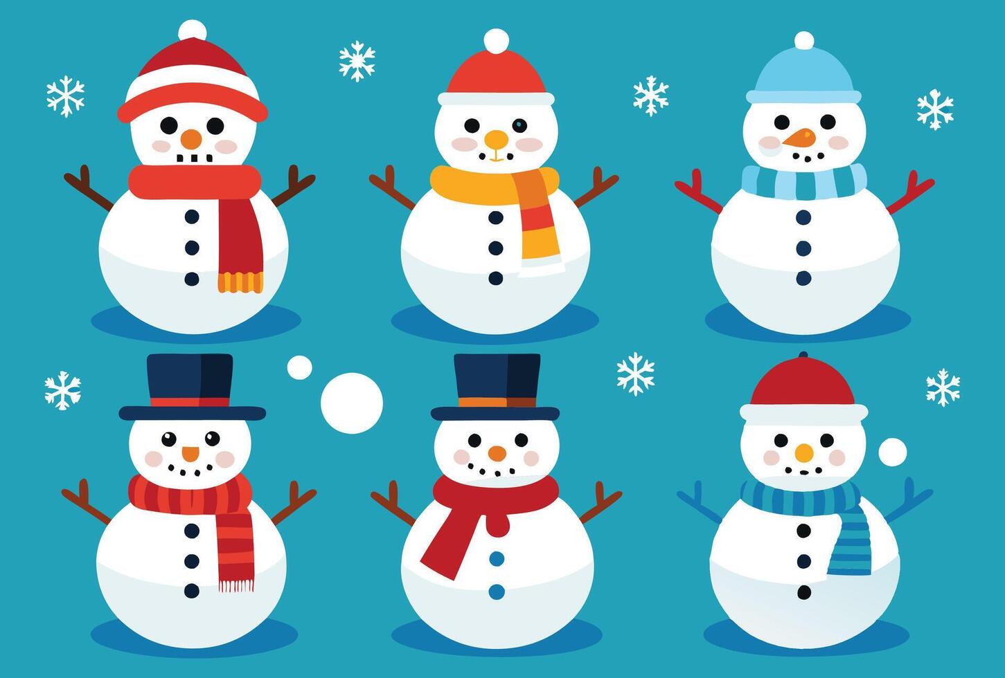 set of cute Snowmen vector