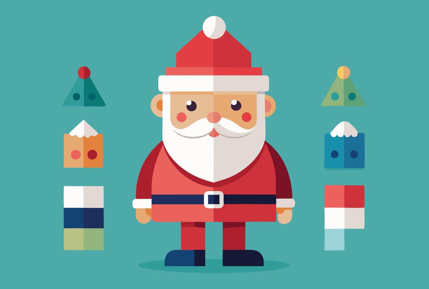 Santa claus with christmas decorations and icons vector
