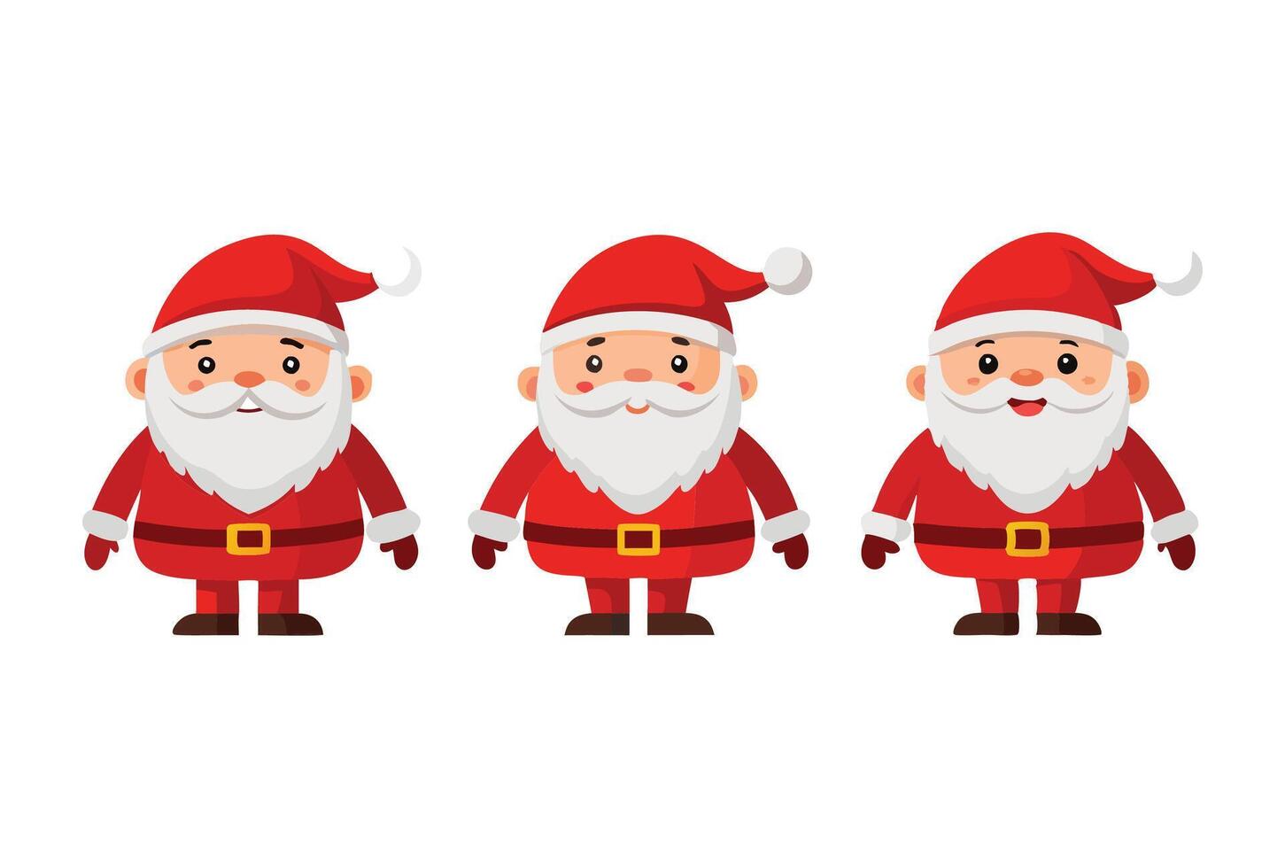 Santa claus cartoon set of three santa claus characters vector