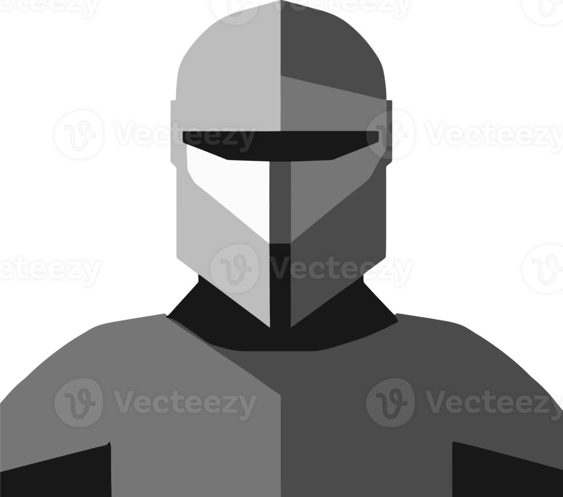 Minimalist Illustration of Medieval Knight Helmet in Monochrome Design png