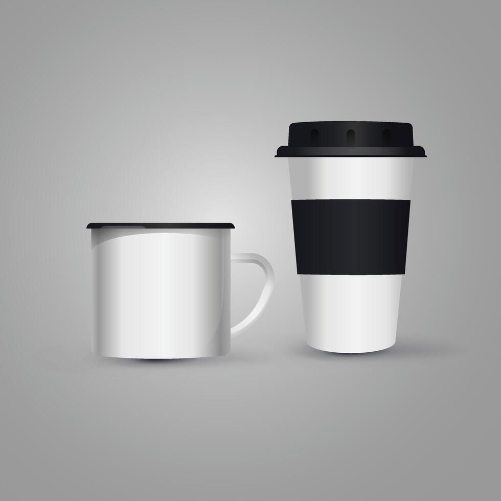 Two Coffee cups mockup vector