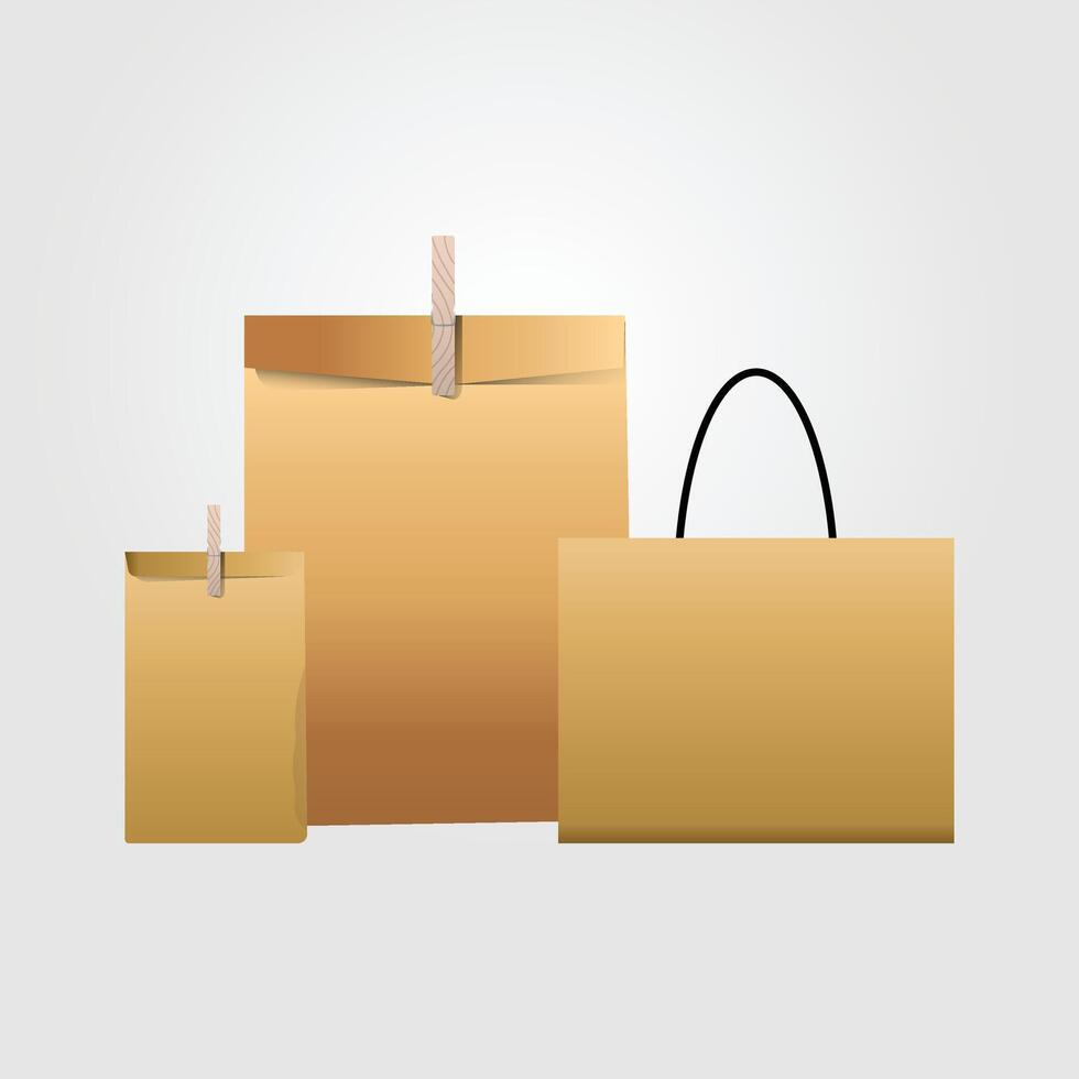 Brown Package, Gift bag, mockup vector