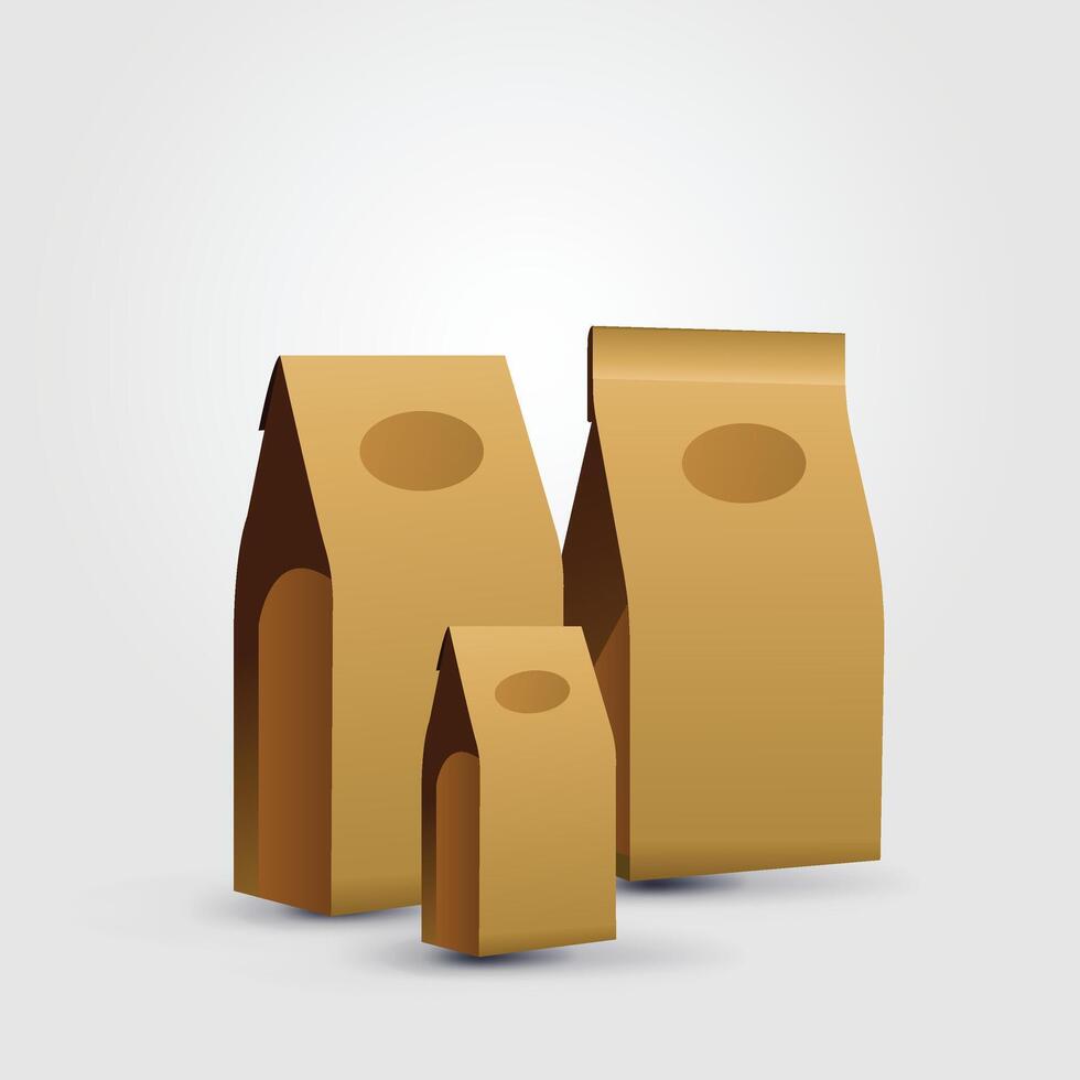 Delivery brown Bags Gift package, mockup with White Background vector