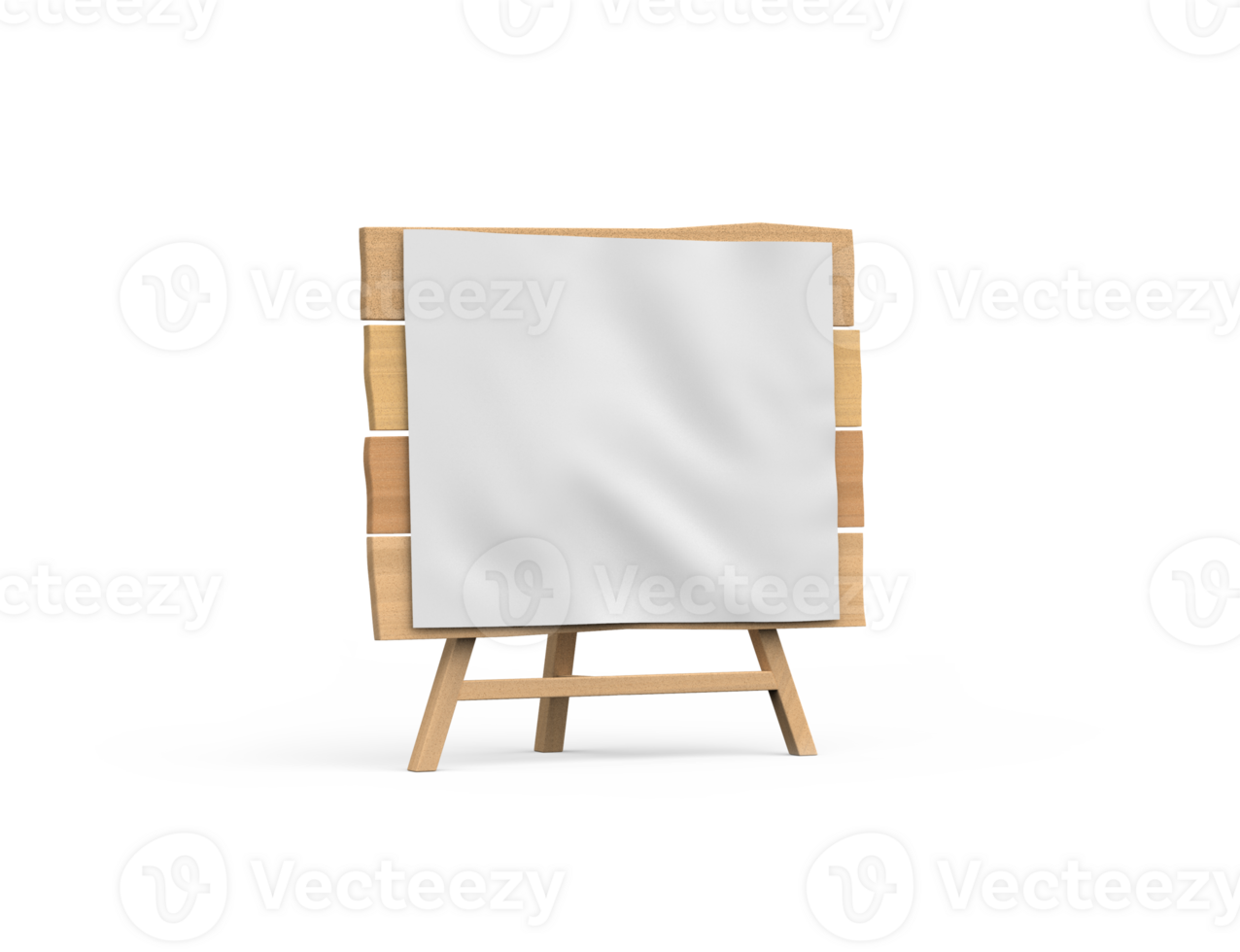 3d Rendering of an Empty Wooden Signpost Notice Board png