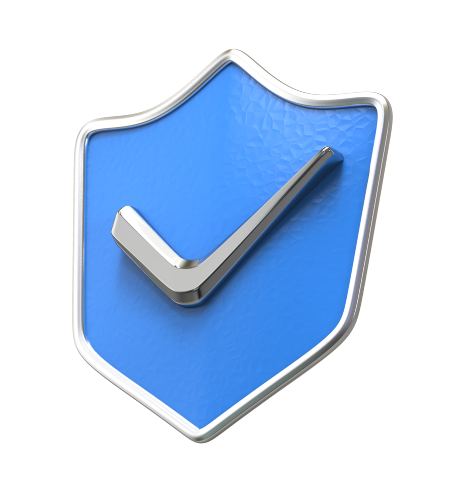 Blue Shield with a Chrome Tick Icon png