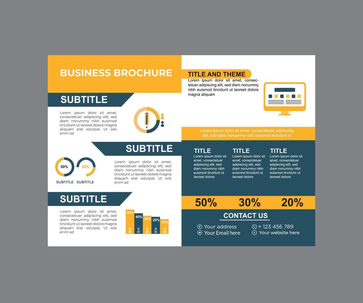 Creative business bi fold brochure template design or magazine cover page design vector