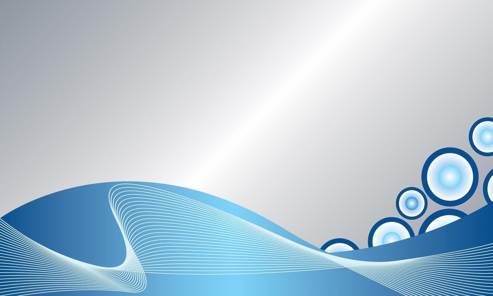 Abstract Blue Wavy Background with Circles vector