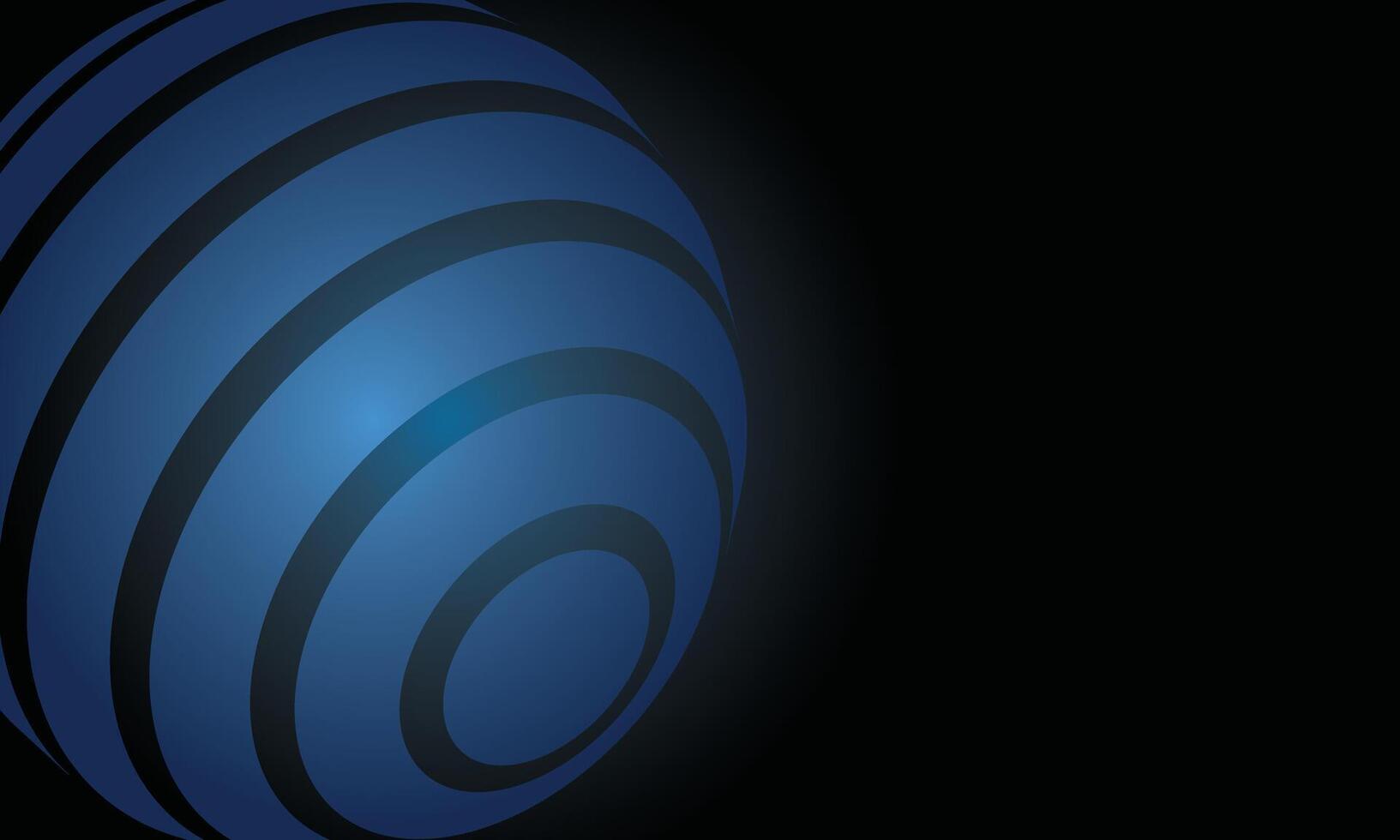Glowing Blue Sphere with concentric rings on black background vector