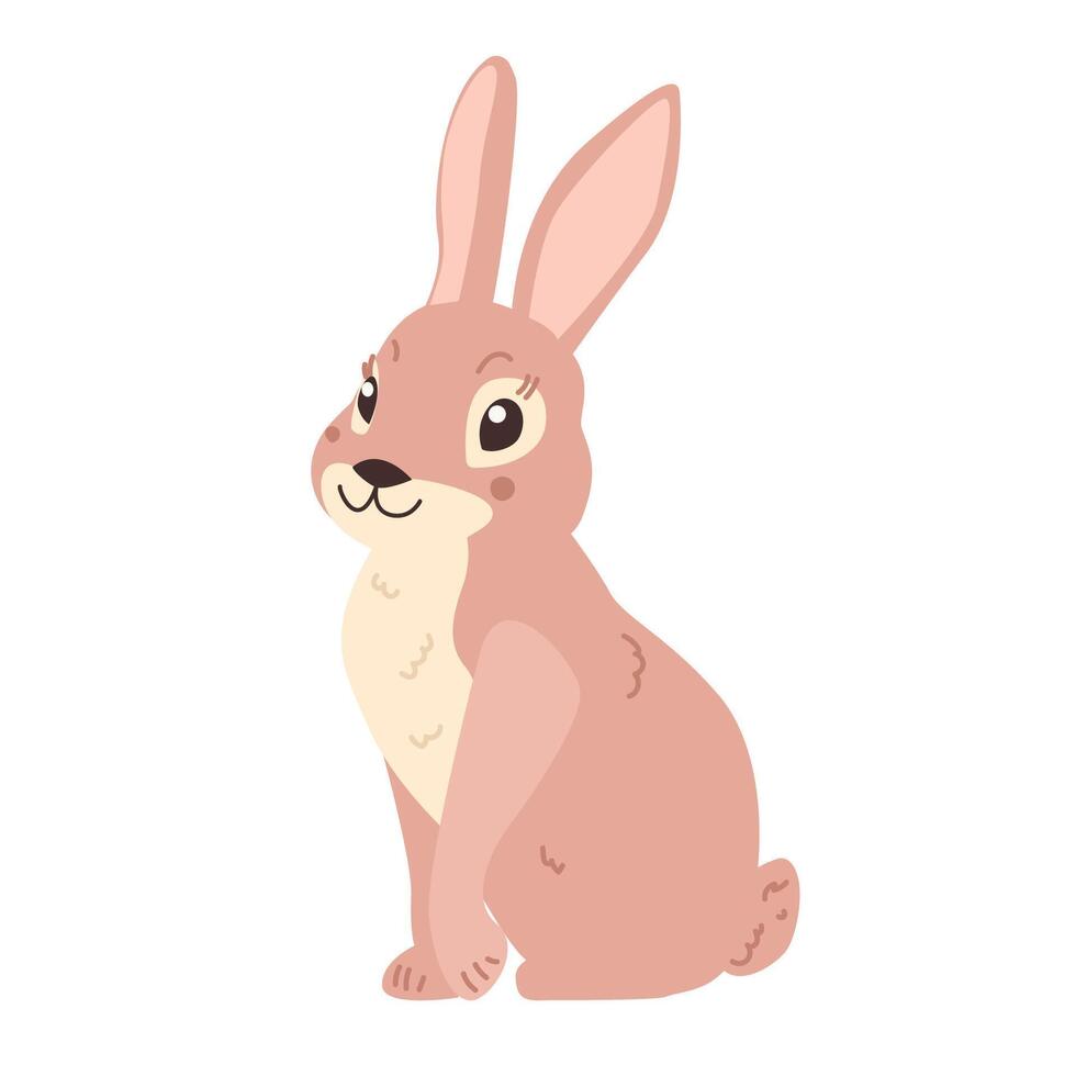 Cute rabbit. flat illustration isolated on white background. vector