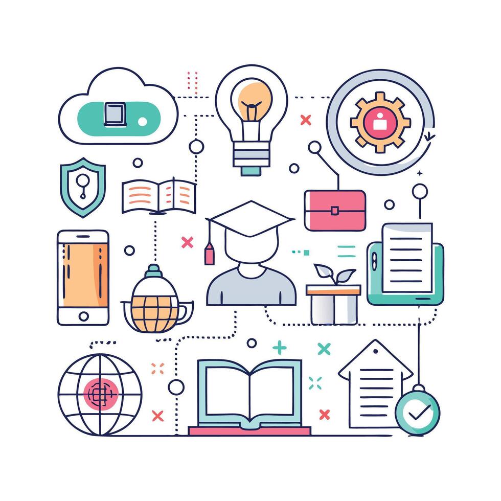 Classroom Essentials Flat Icons for Education vector