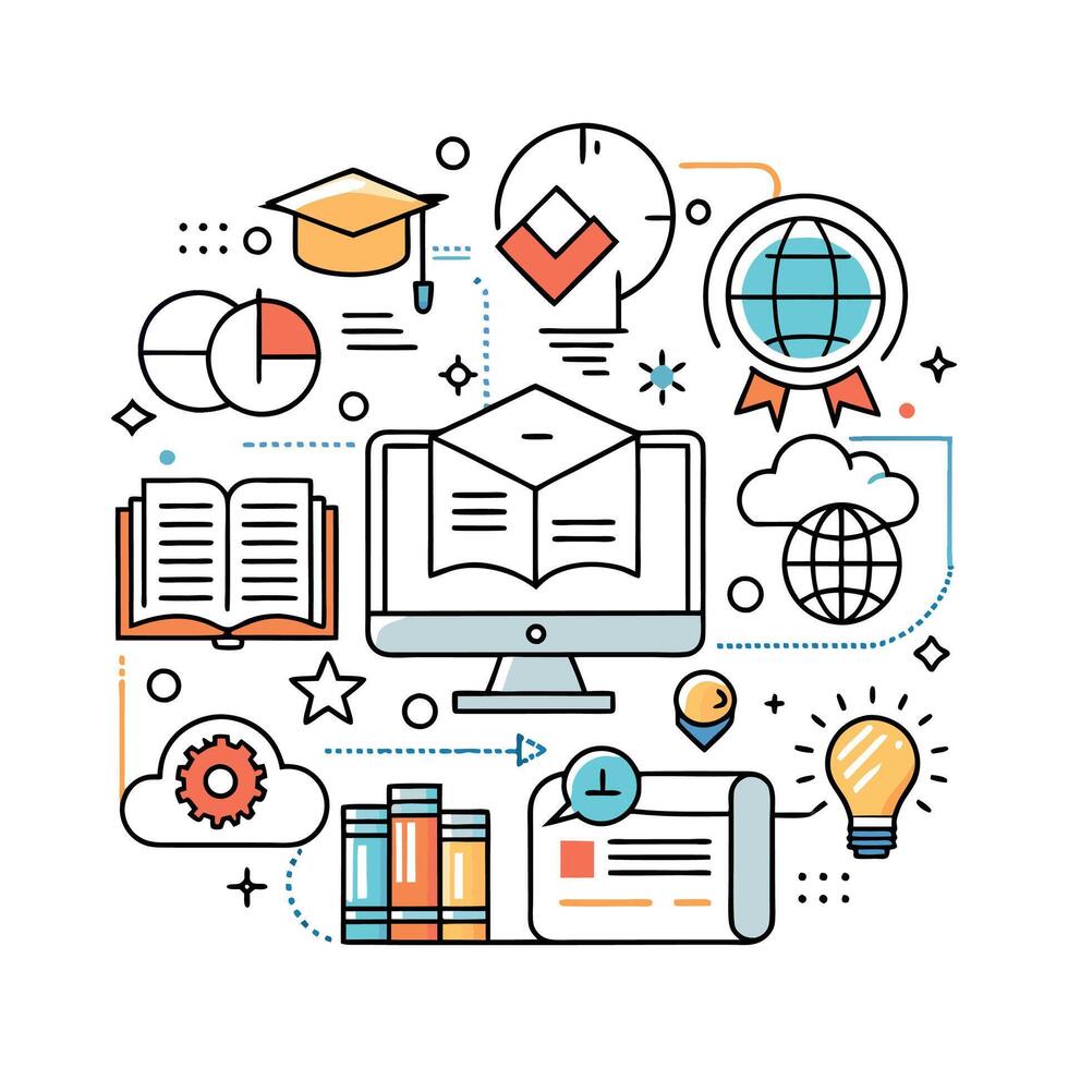 Academic Excellence A Flat Icon Set for Learning vector