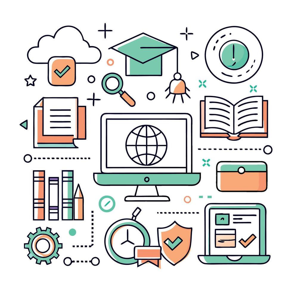 Education Essentials Flat Icons for Modern Learning vector