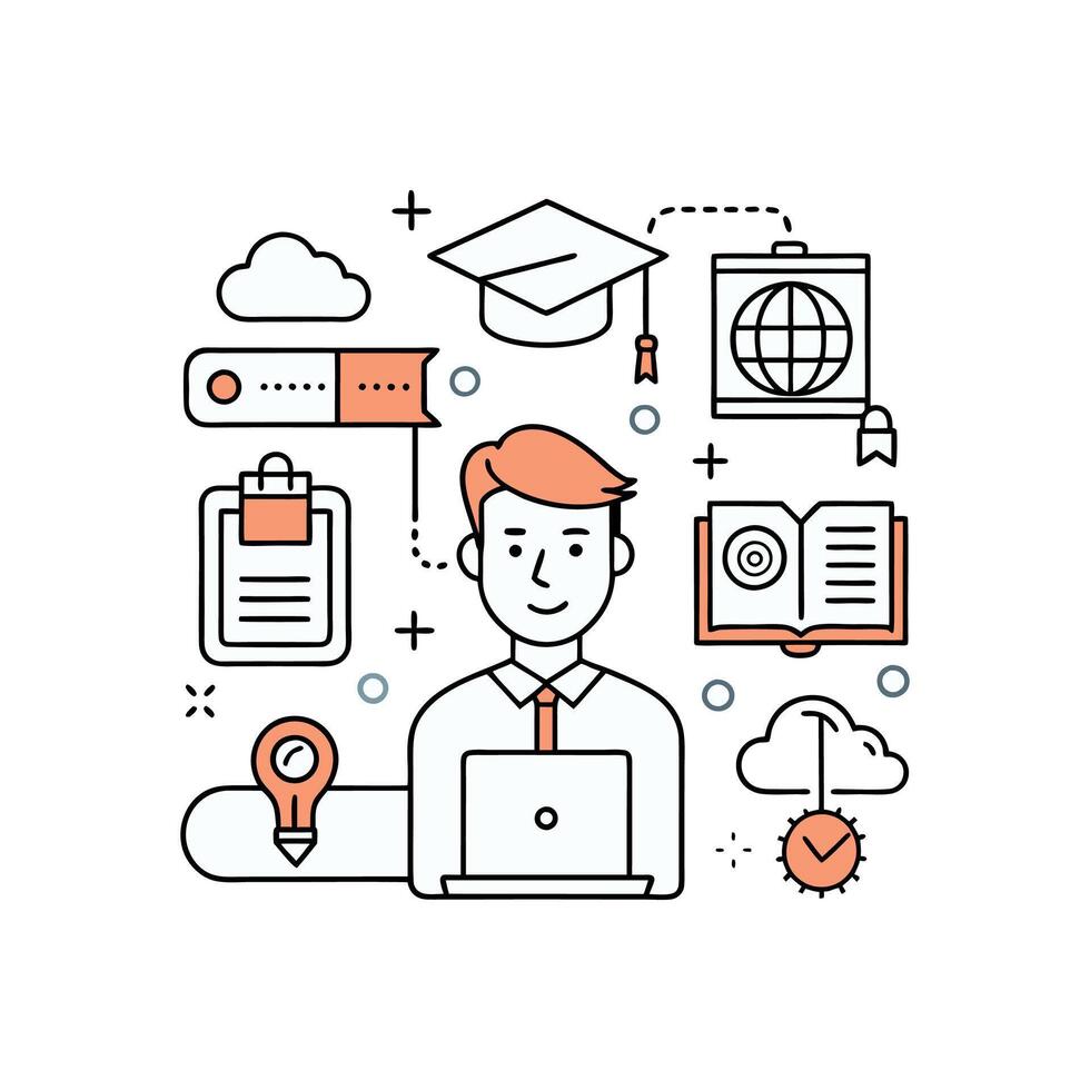 Study Smart Flat Education Icon Illustrations vector