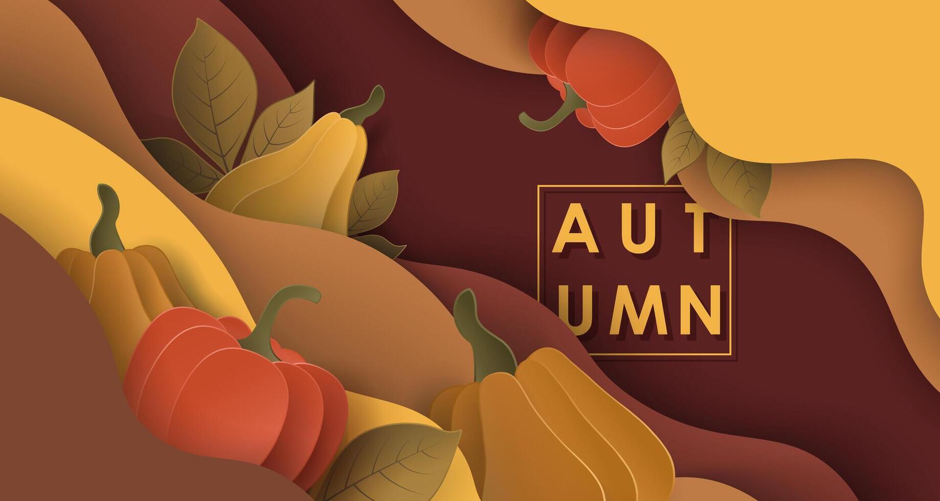 Autumn background with 3D paper cut layers vector