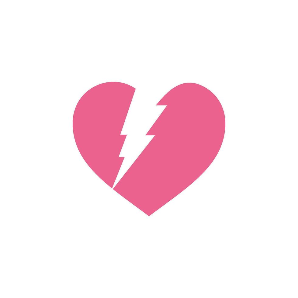 Thunderbolt Heart Shape Love Icon Template vector
