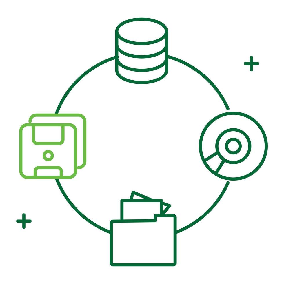 Multiform Data Icon Design, data variety, data formats, structured data, data diversity, information types vector