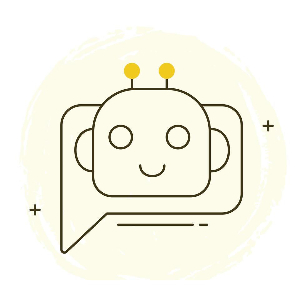 AI Chatbot and Virtual Assistant Icon Design, chat bot, automated messaging, conversational AI, customer support bot vector