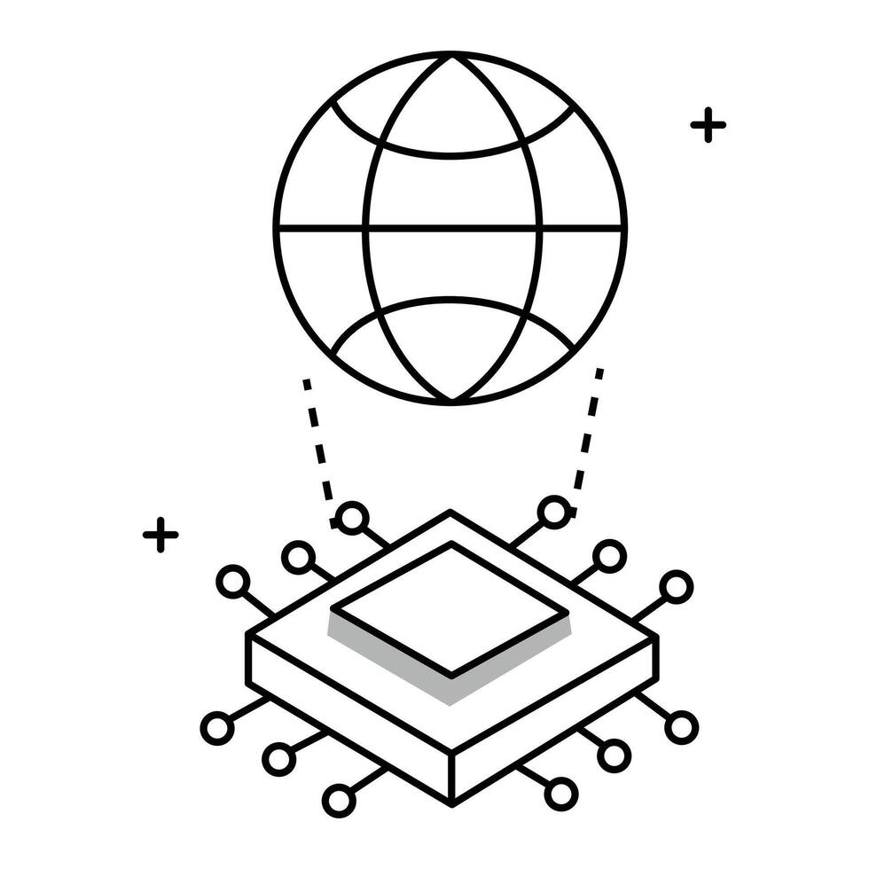 Technology and Global Innovation Icon Design, global networks, digital transformation, technological advancement vector