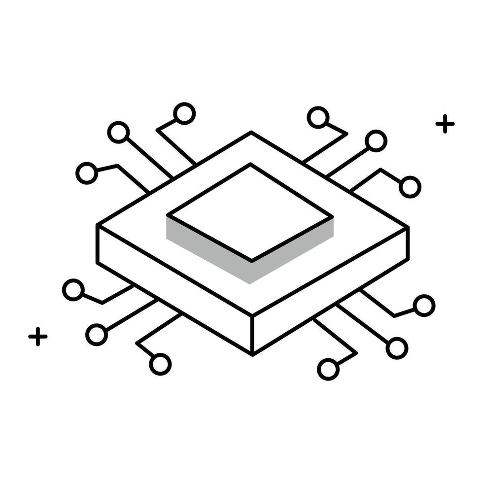 Computer Processor and CPU Icon Design, CPU, microchip, central processing unit, hardware, computing technology vector