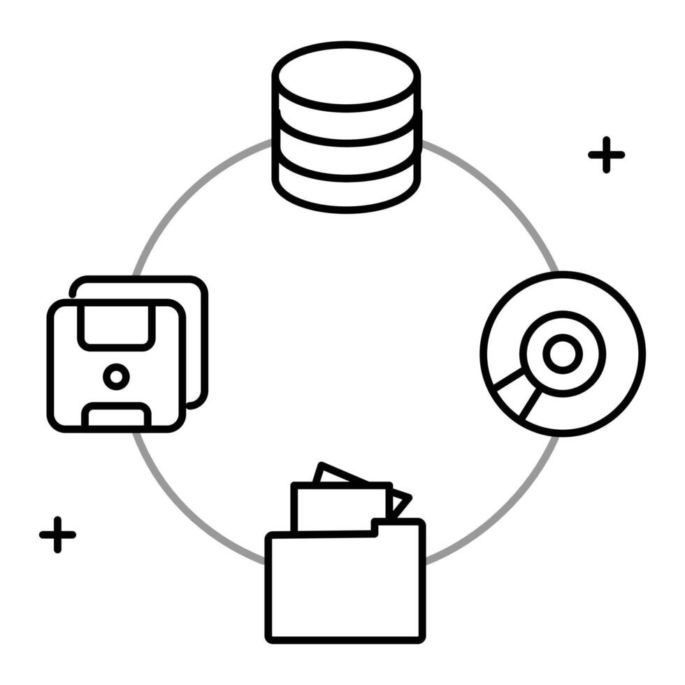 Structured and Unstructured Data Icon Design, data, data variety, information types, data formats, big data, data organization vector