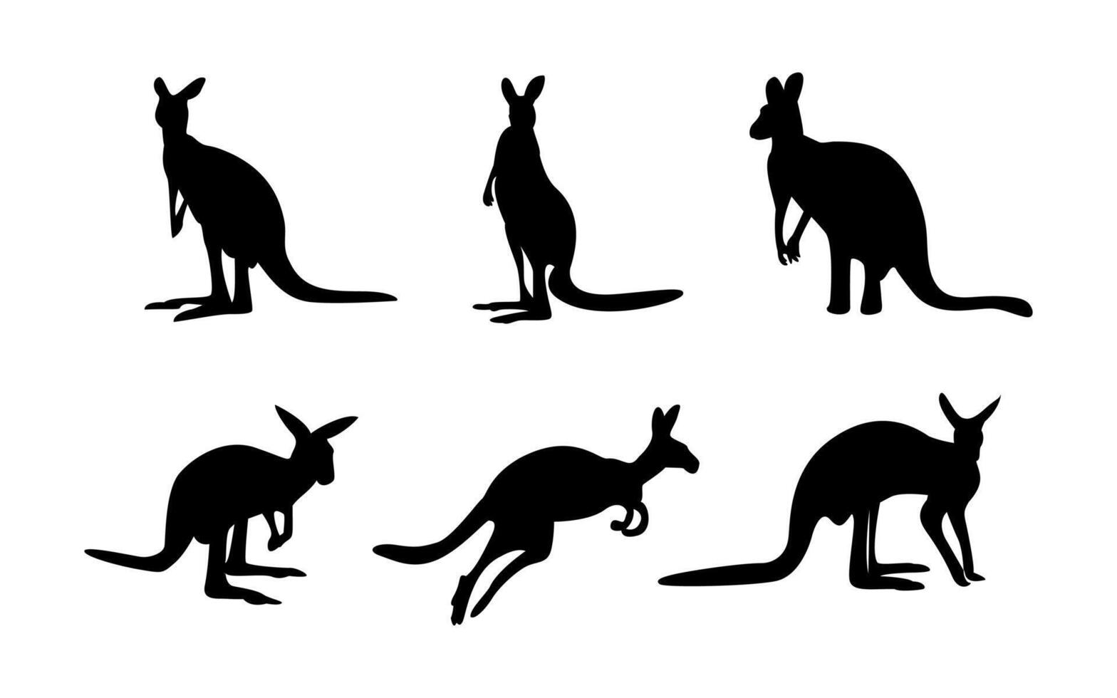 Set of Kangaroo icon Silhouette Illustration. Collection of Kangaroo vector