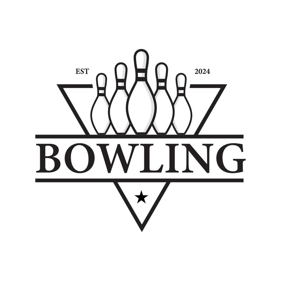 Classic Vintage Bowling Tournament with, Triangle Icons and Symbols. Bowling ball and bowling pins illustration. vector