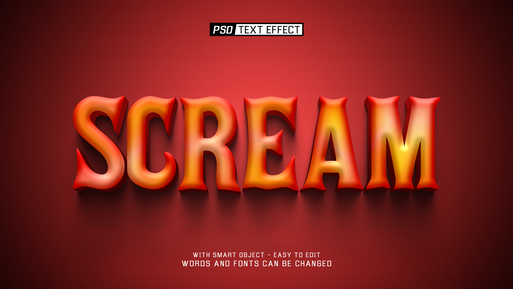 scream 3d text effect psd