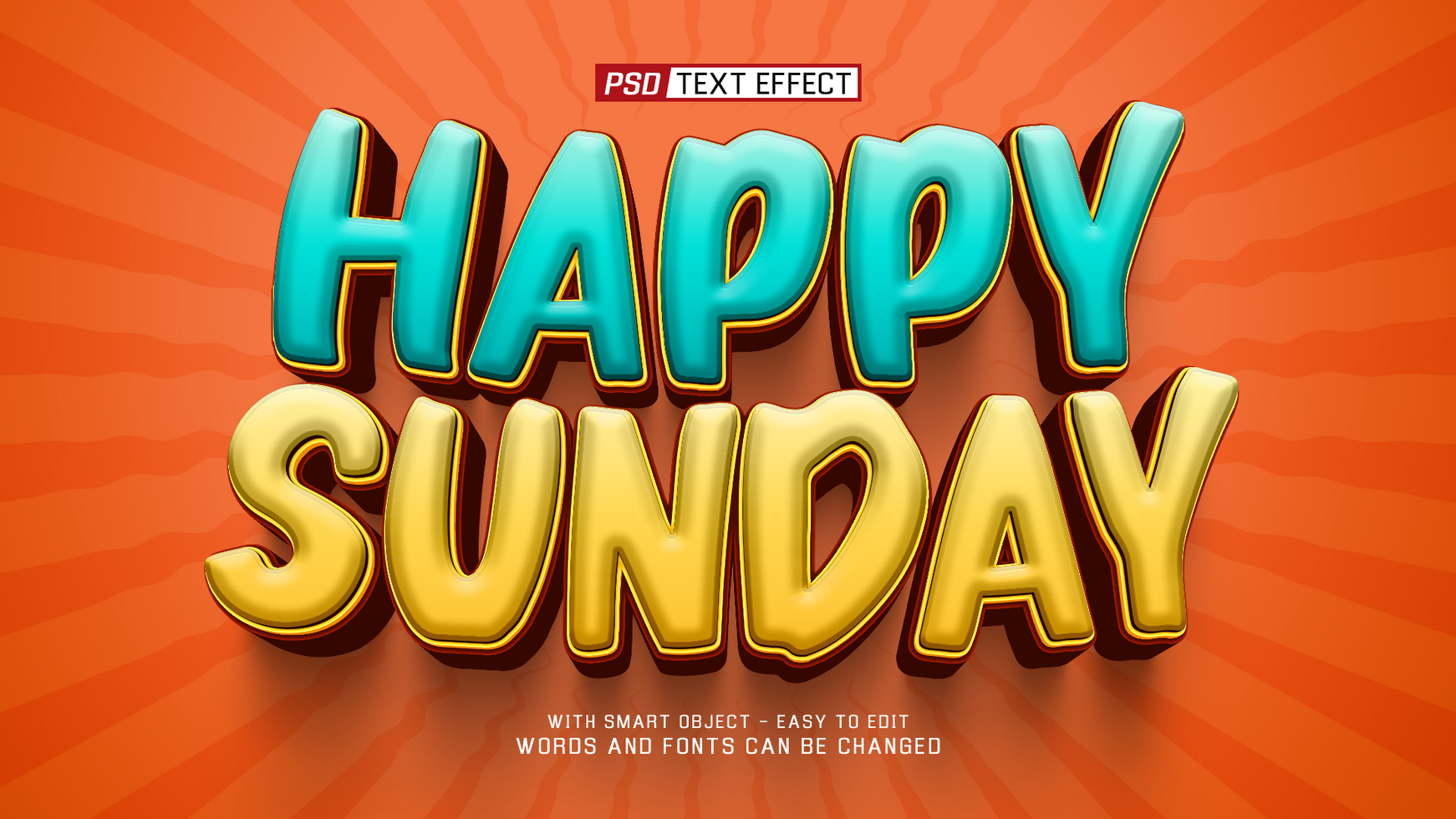 happy sunday 3d text effect psd