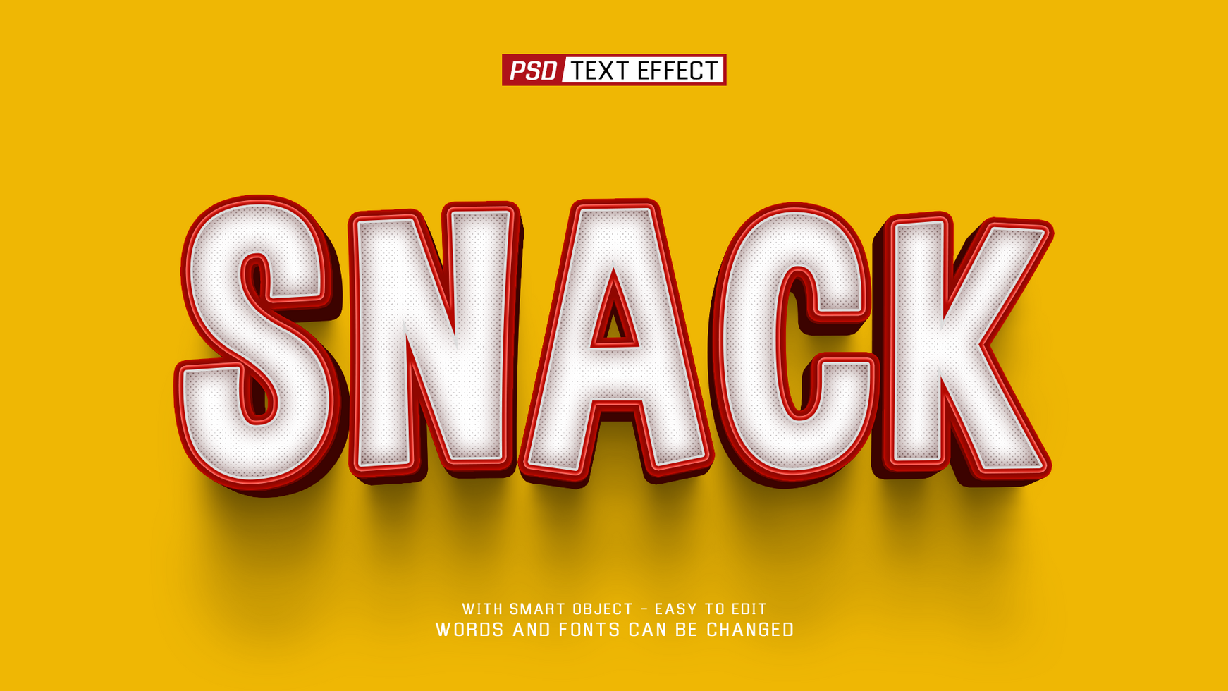 snack 3d text effect psd