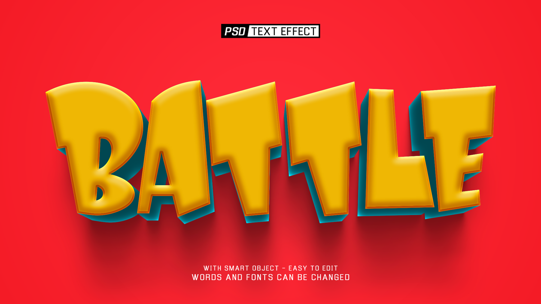 battle 3d text effect psd