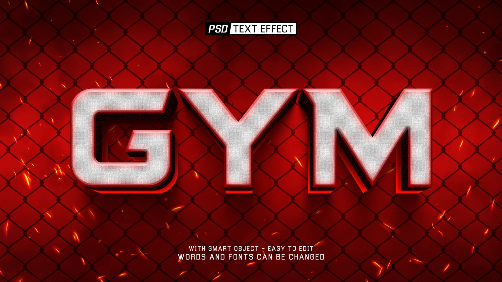 gym 3d text effect psd