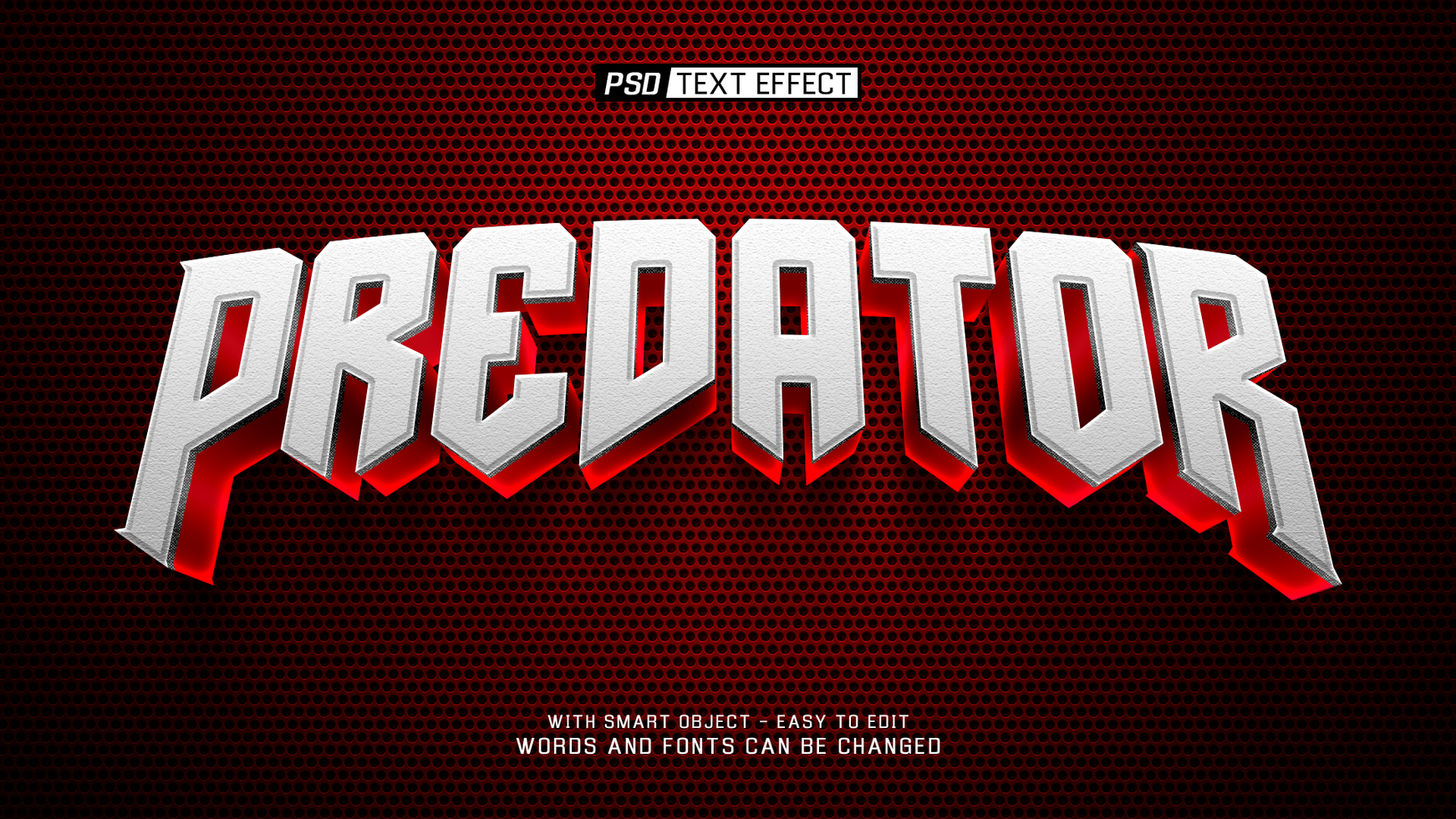 predator 3d text effect psd