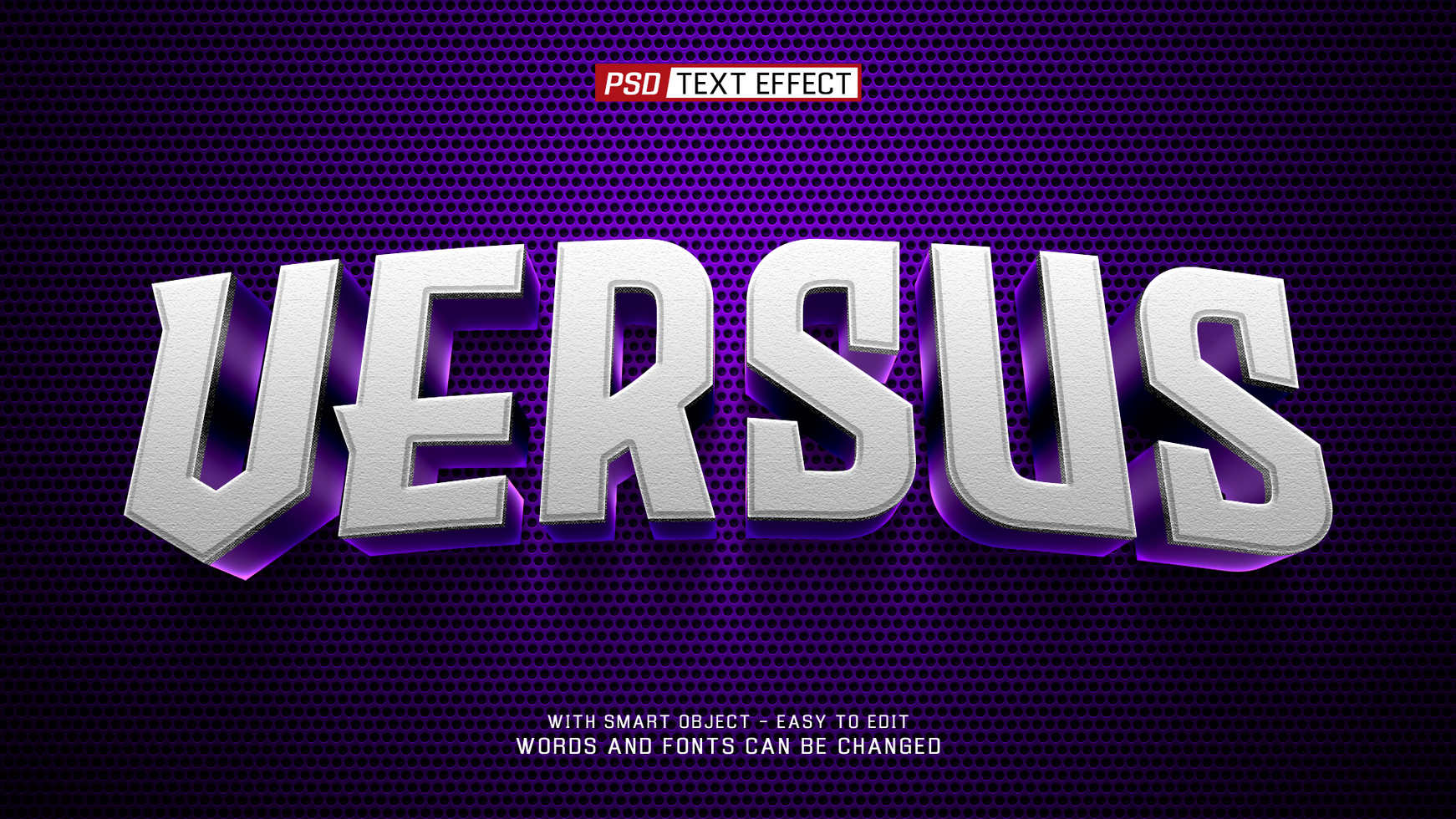 versus 3d text effect psd