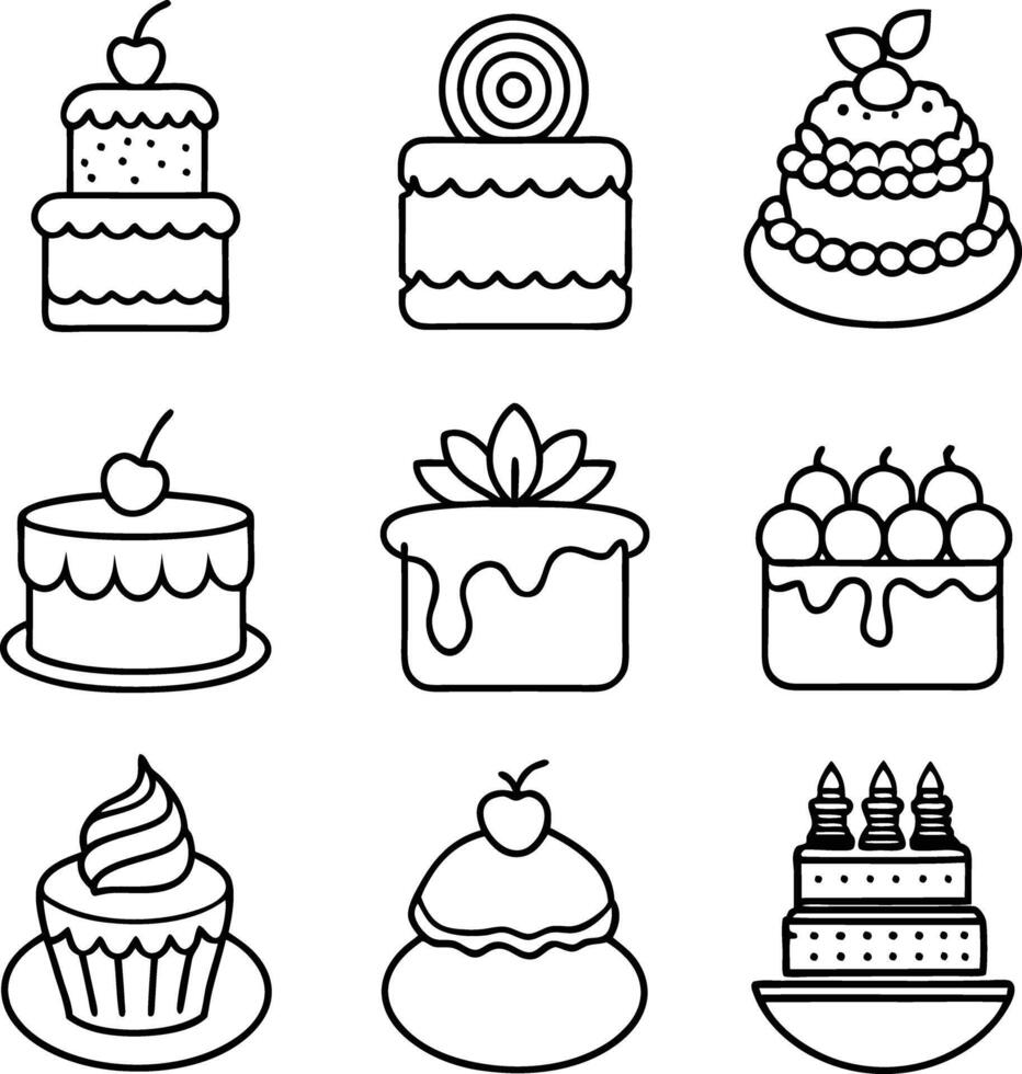 Delicious Cake Icon Set vector